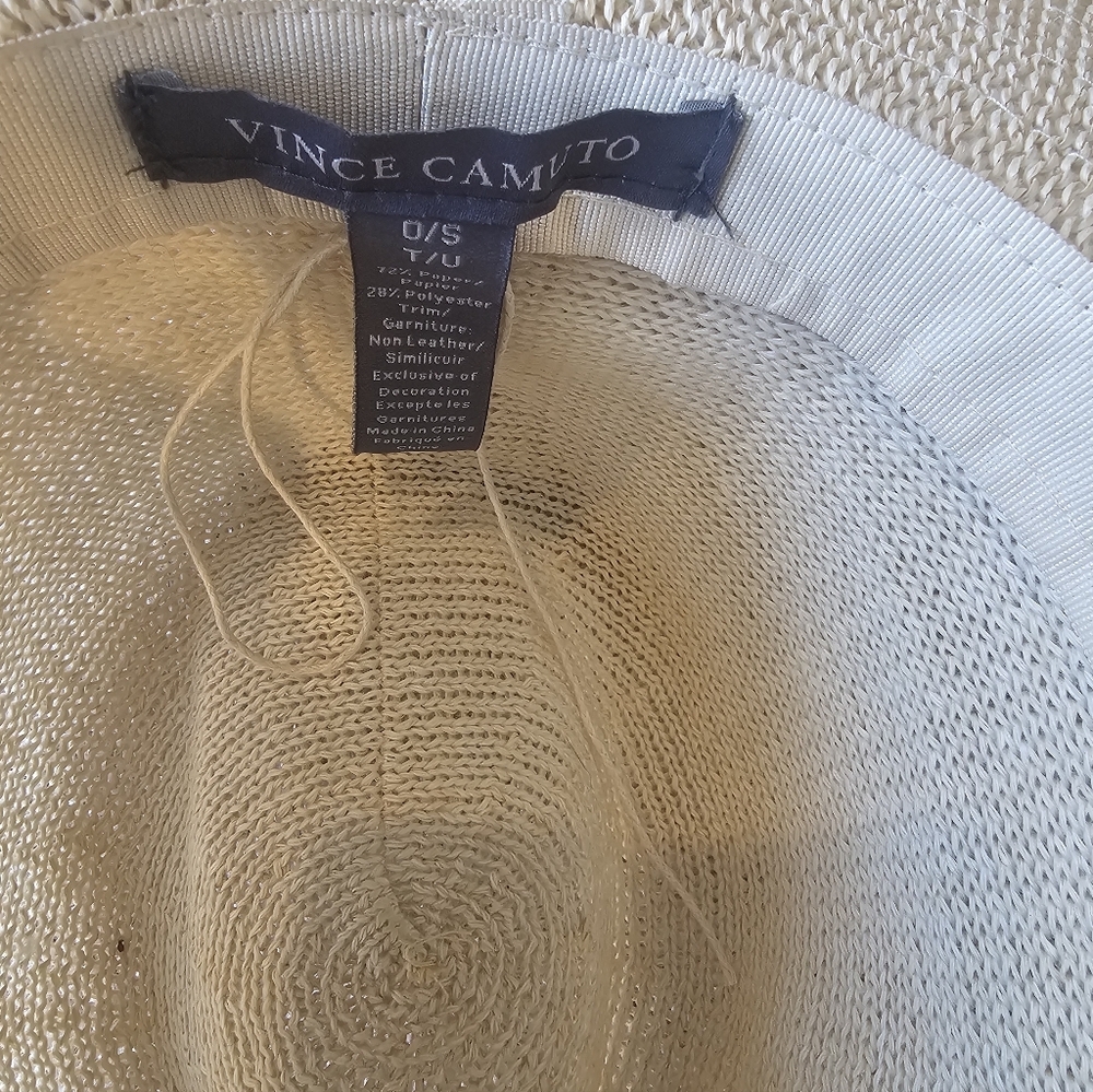 Vince Camuto Straw Panama Hat Beige Wide Brim Boho Summer - Picture 5 of 6